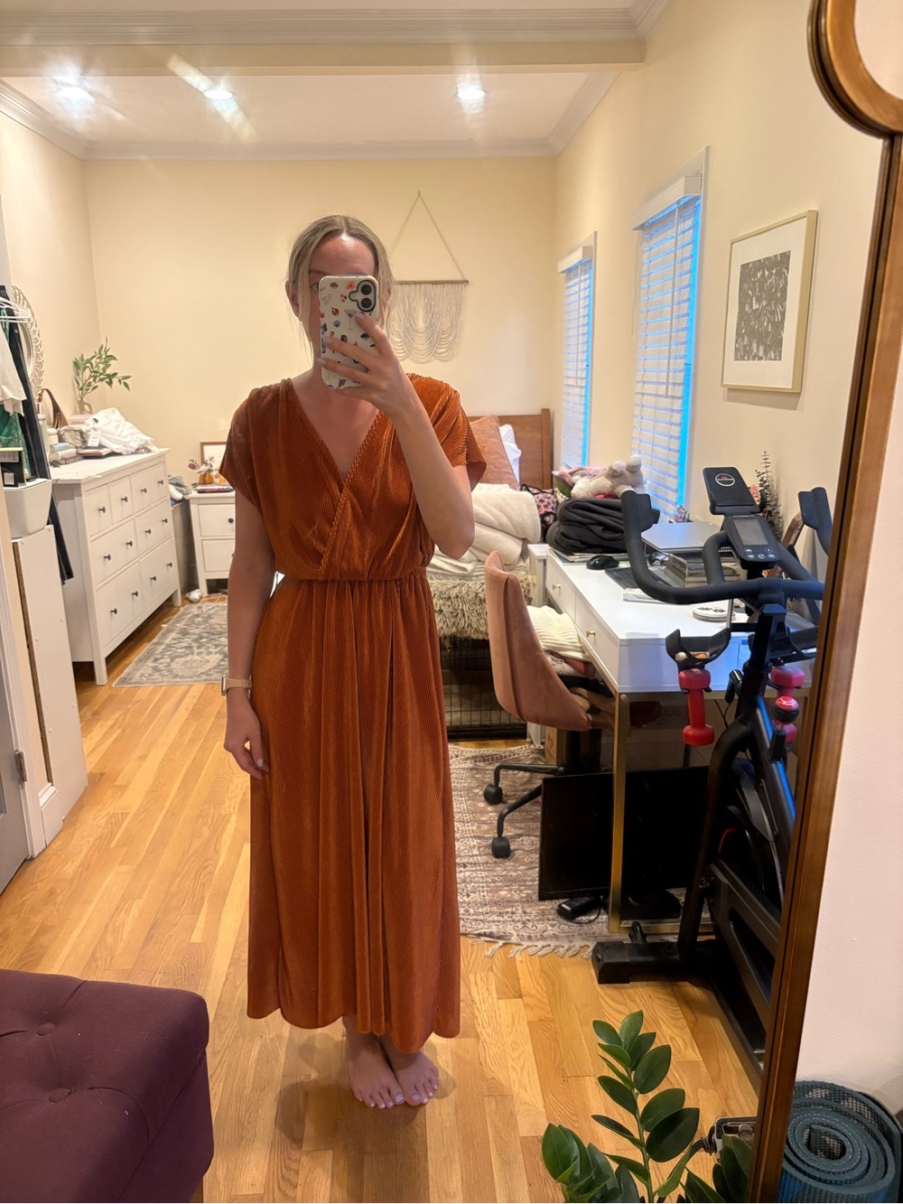 Wrap-Style Maxi Dress in Rust Orange